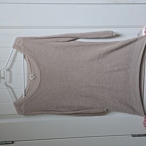 Aritzia Wilfred tan beige knit sweater linen 3/4 sleeve Medium